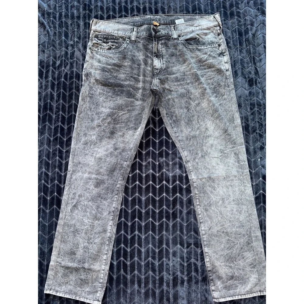 True Religion Jeans Men's Ricky Acid Wash Denim Straight Leg Stretch Sz 40